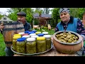 Lagu Met rundvlees gevulde druivenbladeren: verse druivenbladeren plukken en Dolma koken