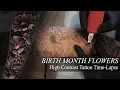 High Contrast Black and Grey Tattoo Birth Flowers