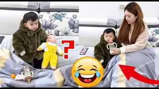 How excited was the mother when she heard that there was one person missing #funny#baby#cute