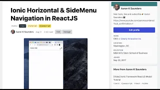 Ionic Framework Horizontal SideMenu Navigation in ReactJS Application