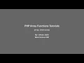 PHP Array Functions - 09 array
