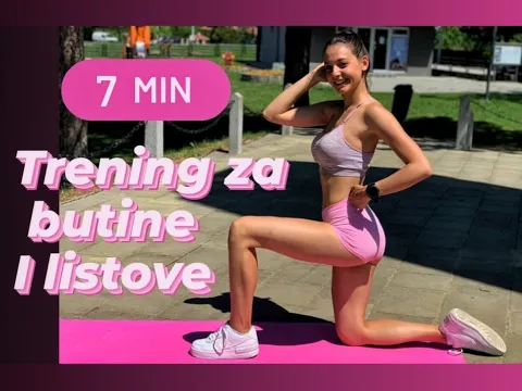 7 MIN TRENING ZA BUTINE I LISTOVE- trening za zatezanje nogu/ Bez opreme/ Ksenija Krstic