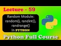 Random Modules In Python Python Module Lecture-59