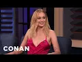 Sophie Turner Maisie Williams Locked Lips On The Game Of Thrones Set CONAN on TBS