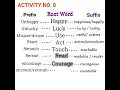 ACTIVITY NO 9 Prefix Suffix Root Word