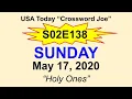 S02E138 USA Today Crossword Holy Ones May 17 2020