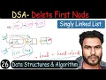 26 - Delete first node in singly linked list DSA Tutorial