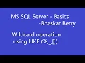 SQL Basics - SQL Wildcard Operator LIKE