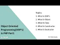 Object Oriented Programming in PHP Part1 Object Class Constructor and Destructor