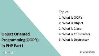 Object Oriented Programming in PHP Part1 Object Class Constructor and Destructor