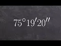 Convert an angle from degrees minutes and seconds to radian form