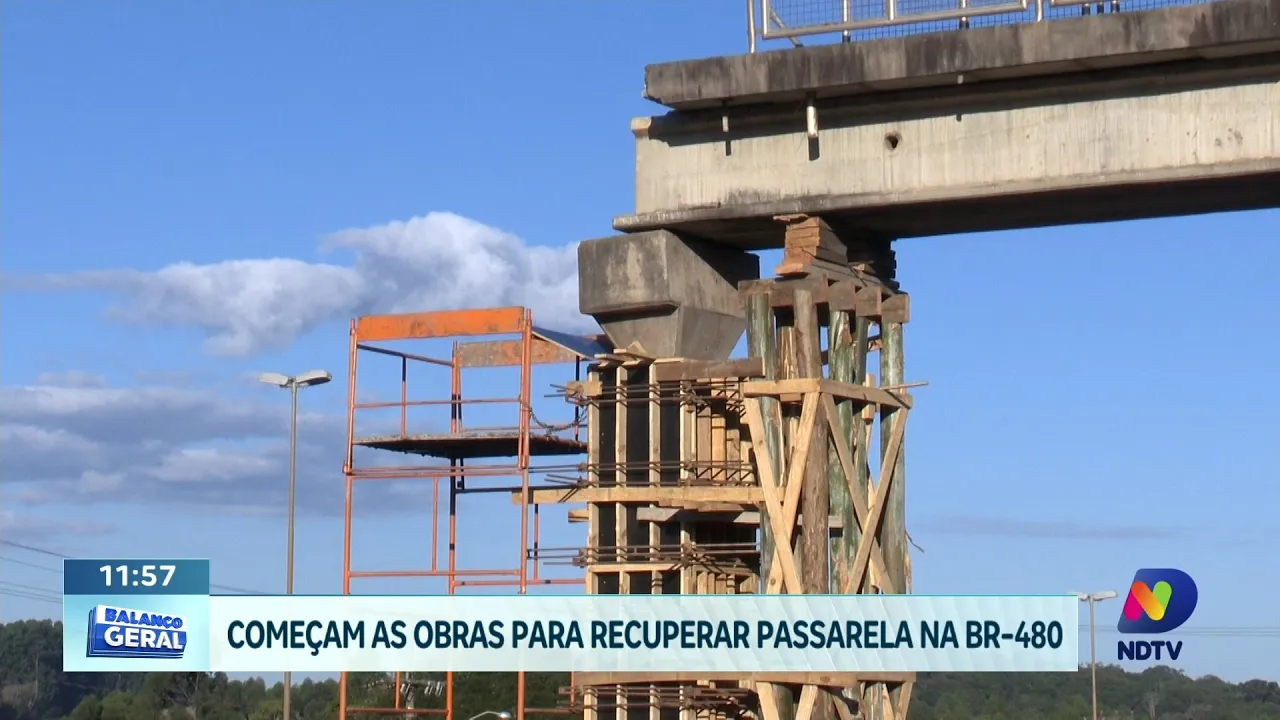 Começam as obras para reconstrução da passarela na BR-480