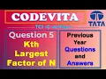 TCS CodeVita Problem 5 Kth Largest Factor of N CodeVita Previous Year Questions With Solutions