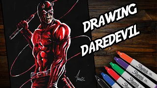 Drawing DAREDEVIL Desenhando Demolidor speed painting marvel comic art timelapse tutorial