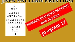 JAVA PATTERN PRINTING PROGRAM NO 17 DIAMOND NUMBER PATTERN