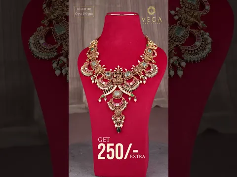 Grand Gajalakshmi Nakshi Haram! 👑✨ 109g Antique Gold Masterpiece | Vega Jewellers #shorts