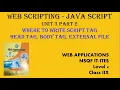Web Scripting - Java Script Where To Write The Script Tag NSQF IT Class 12 Part 2