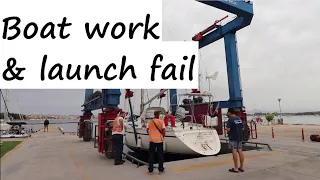 Boat work & launch fail in Greece – Moody 425 sailboat – Seacocks, pump, holding tank, leaks (Ep 2)