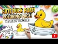 Cute Duck Boat Coloring Page Fun Easy Coloring for Kids Get Ready to Color
