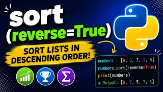 part Python List sort Method reverse True Descending Order Python for Beginners