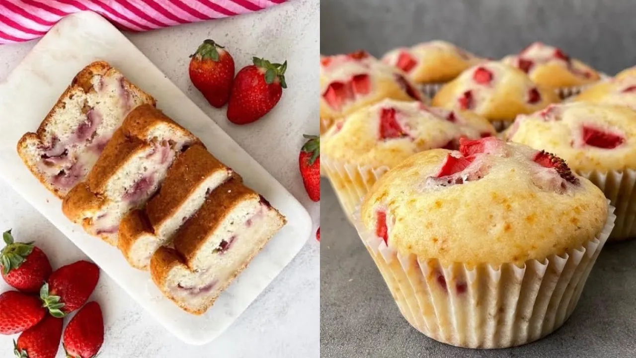 Strawberry Cream Cheese Pound Cakes   Strawberry Muffins   Eggless Strawberry cakes   Best Bites