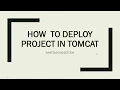 How To Deploy Java Project In Apache Tomcat Server