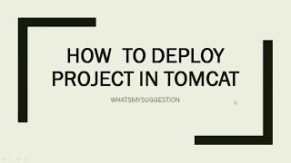 How To Deploy Java Project In Apache Tomcat Server