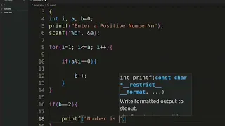 prime number program in c programming c tutorial in Linux Ubuntu day-16