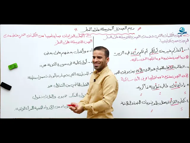 ⁣مادة اللغة العربية للصف الثاني متوسط: حل تمرينات رسم الهمزة المتوسطة على السطر