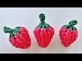 Rainbow Loom Strawberry 3D Charm - How to make with loom bands
