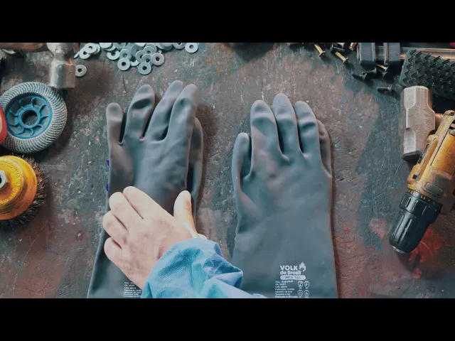 Luva de Proteção Abrasão Produtos Químicos Altas Temperaturas Até 250º C Neoprene Verde Com Forro em Algodão Volk Neo 780 10.40.018.07 C.A 16977