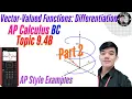 AP Calculus BC Topic 9 4B Vector-Valued Functions Dot Product Angles Derivatives Continuity