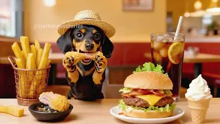 Cleaned the Plate! ✨ Dachshund Mukbang — Delicious Fried Chicken Legs, Burgers, Ice Cream & Fries #m