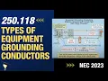 Types of Equipment Grounding Conductors NEC 2023 - 250 118 23min 15sec