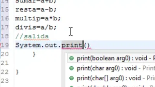 Operaciones aritmeticas en Java Eclipse