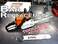 STIHL MS180 Chainsaw Bar Replacement With Tool less Adjuster