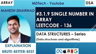 1 9 Single Number Leetcode 136 Java Array