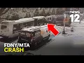 Caught on camera FDNY firetruck hits MTA bus in the Bronx