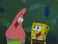 Spongebob and Patrick raising eyebrows at each other