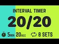 Interval Timer 20 Seconds 20 Second Rest - 8 Rounds
