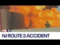 NJ Route 3 accident Tractor-trailer reportedly explodes catches fire
