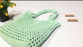شنطه كروشيه شبكيه للصيف سهله للمبتدئين Crochet Tote Bag 