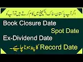 Ex Dividend Date Book Closure Record Date Spot Date in PSX