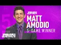 Jeopardy Champion Matt Amodio Wins His 5th Game JEOPARDY