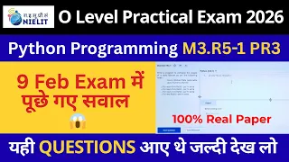 9 Feb 2026 Python PR3 Today s Real Time Questions with Solutions NIELIT O Level Practical 2026