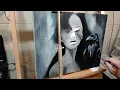 Gothic painting of a woman and raven Timelapse