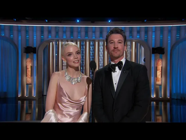 Golden Globes 2025 | Anya-Taylor Joy e Miles Teller presentano il premio come miglior attore maschile - Serie TV o film TV di lunga durata/antologia