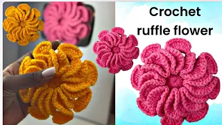CROCHET RUFFLE FLOWER TUTORIAL | Easy Crochet Flower Accessory | ShylerCrochets
