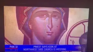 Holy Virgin Mary Crying WEEPING እመቤታችን በአሜሪካ በሚገኝው የግሪክ ኦርቶዶክስ ቤተክርስትያን ስታለቅስ የሚያሳይ ምስል 