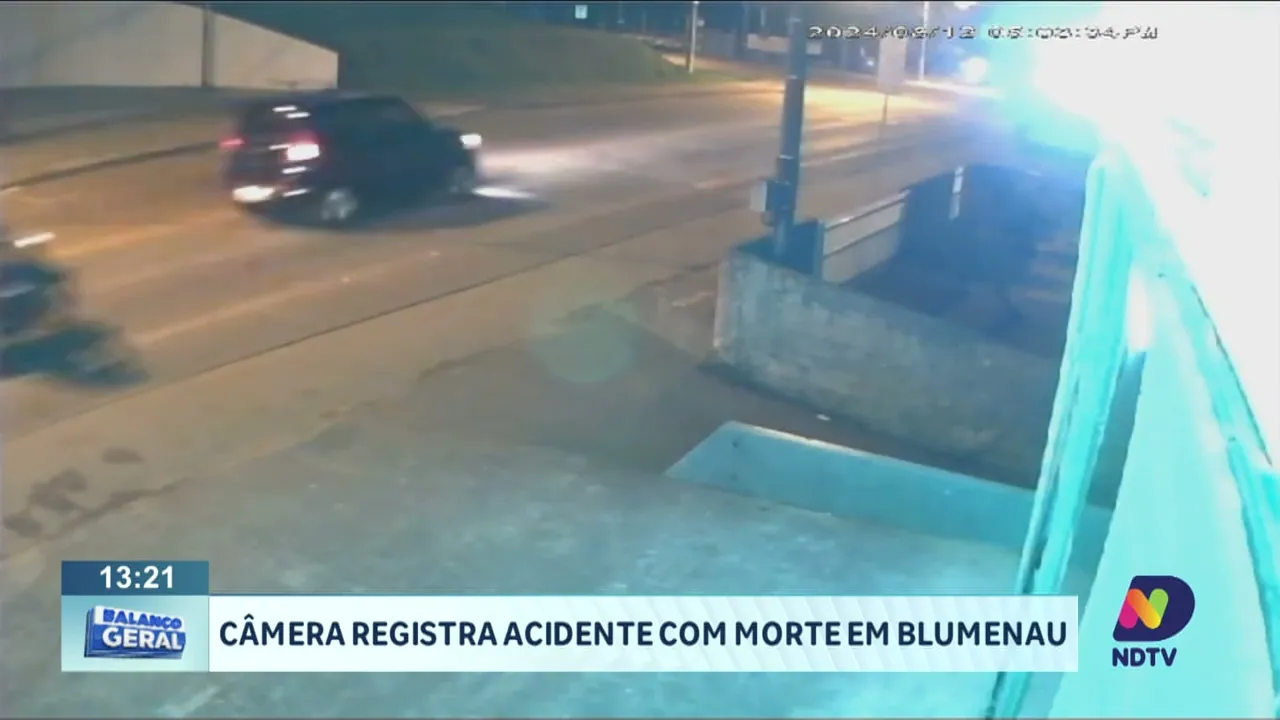 Câmera registra acidente com morte em Blumenau